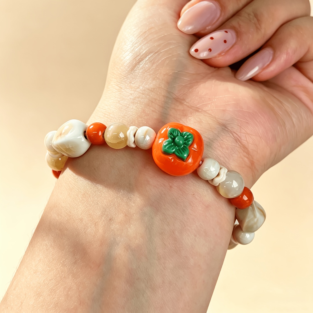 Persimmon Good Fortune Men's Stretch-Woven Bracelet, Unique